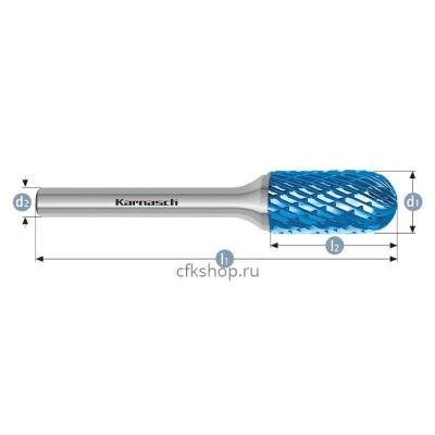 Борфреза цилиндр со сферическим концом, покрытие BLUE-TEC, арт.115021120