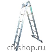 Лестница 2-х секционная алюминиевая шарнирная 2*6