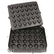 Форма для тарталетницы Kocateq DHTartmatic Plate 18 (сердечки, верхний 51х46 мм, нижний 33х30 мм, 30 шт.)