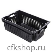 Ящик для овощей и фруктов Luxstahl 600х400х200 мм перфорированный, ПЭНД [2Д]