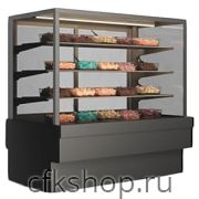 Витрина кондитерская ENTECO MASTER СУЛА ПРЕМИУМ 130 (встроенный агрегат) с боковинами черная