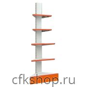 Стеллаж угловой внешний Евромаркет L=800, H=2250, G=500 с полками 2х400 мм, 2х300 мм, нижний цоколь