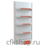 Стеллаж угловой внутренний Евромаркет L=800, H=2250, G=500 с полками 2х400 мм, 2х300 мм, нижний цоколь