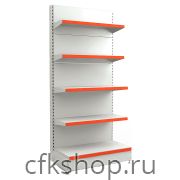 Стеллаж пристенный Евромаркет L=1000, H=2250, G=500 с полками 2х400 мм, 2х300 мм, нижний цоколь