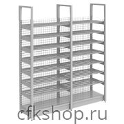 Стеллаж пристенный STAHLER (CRYSPI) Praktish L=665, G=470, H=2150 (сетчатые полки, доп.стойка)