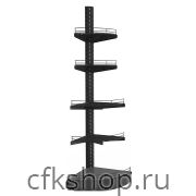 Стеллаж угловой внешний Евромаркет L=800, H=2130, G=500 с полками 2х400 мм, 2х300 мм, нижний цоколь