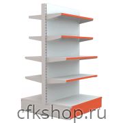 Стеллаж островной Евромаркет L=650, H=1820, G=500 с полками 4х400 мм, 4х300 мм, нижний цоколь