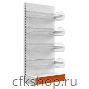 Стеллаж овощной Евромаркет L=1250, H=2250, G=500, 4 сетчатые корзины