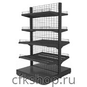 Стеллаж островной Евромаркет L=1000, H=1720, G=500 с полками 4х400 мм, 4х300 мм, нижний цоколь