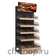 Стеллаж торговый для хлеба и булок Евромаркет L=1000, H=2130, G=700 с фризом