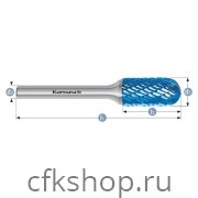Борфреза цилиндр со сферическим концом, покрытие BLUE-TEC, арт.115021050