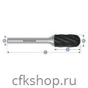 Борфреза цилиндр со сферическим концом, покрытие BLACK-TEC, арт.115025085