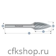 Борфреза парабола с заостренной головкой, без покрытия, арт.113061090