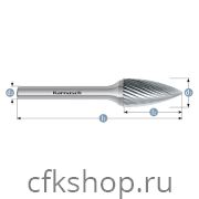 Борфреза парабола с заостренной головкой, без покрытия, арт.113060065