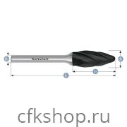 Борфреза язычок пламени, покрытие BLACK-TEC, арт.115075035